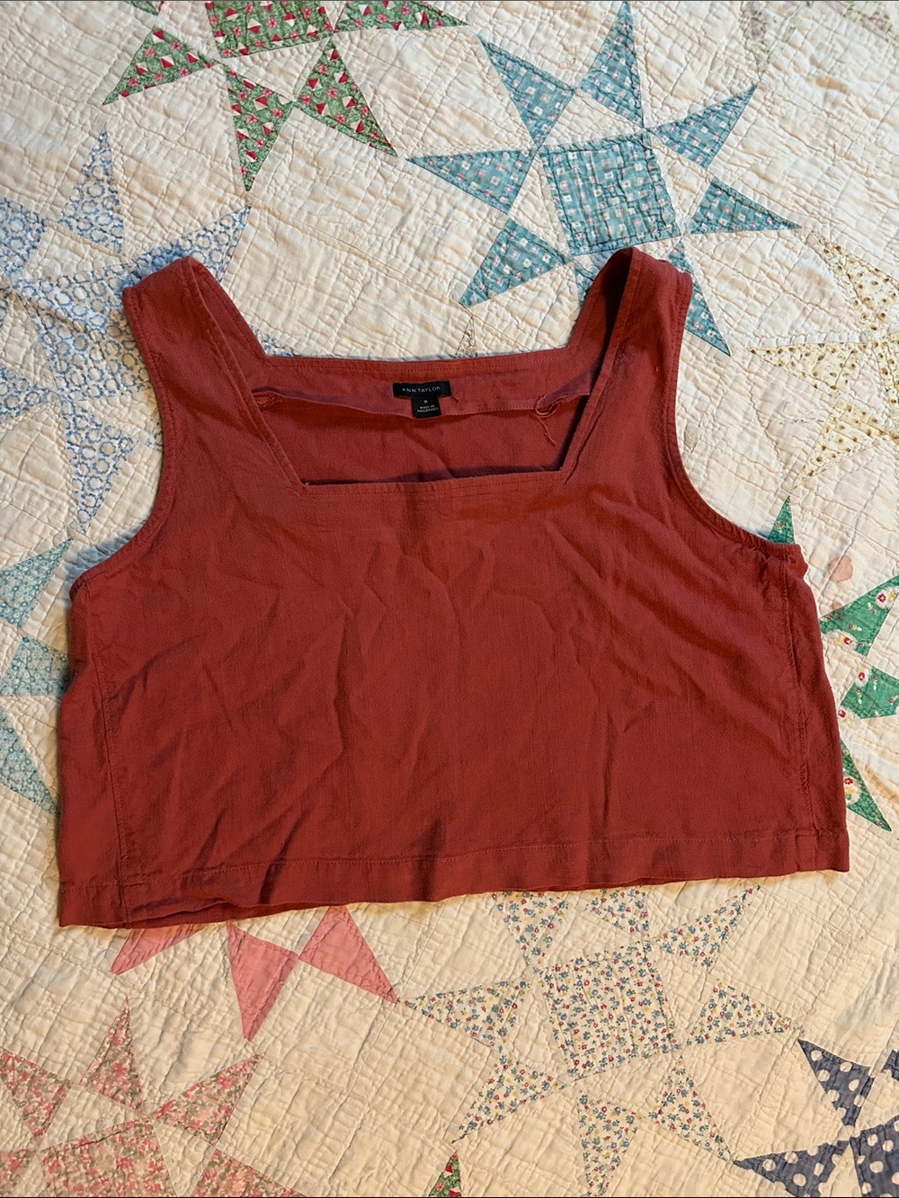 Ann Taylor Women's Square Neck Crop Tank - Rust